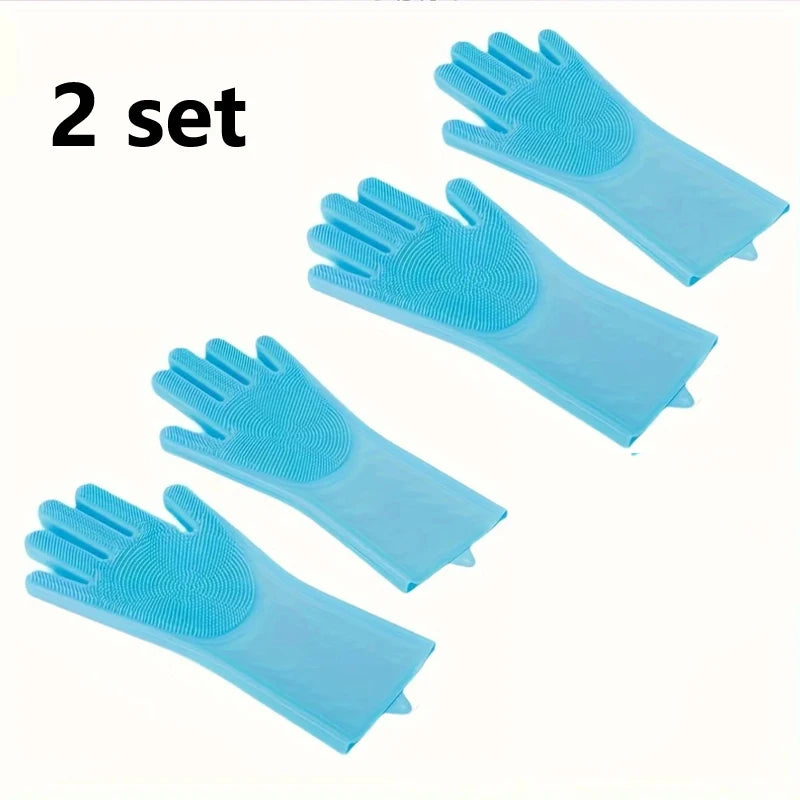 Pet Grooming Cleaning Gloves Dog Cat Bathing Shampoo Glove Scrubber Magic Dishwashing Cleanner Sponge Silicon Hair Removal Glove