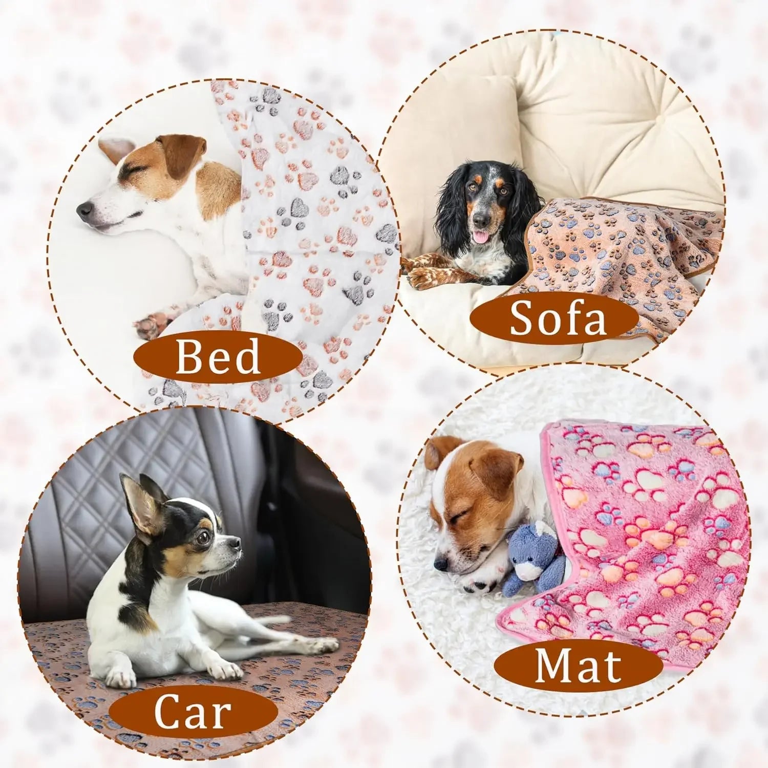 Soft Fluffy Pet Blanket High Quality Cute Dog Cat Paw Print Thick Coral Fleece Blankets Pet Mat Warm and Comfortable Thermal Pad