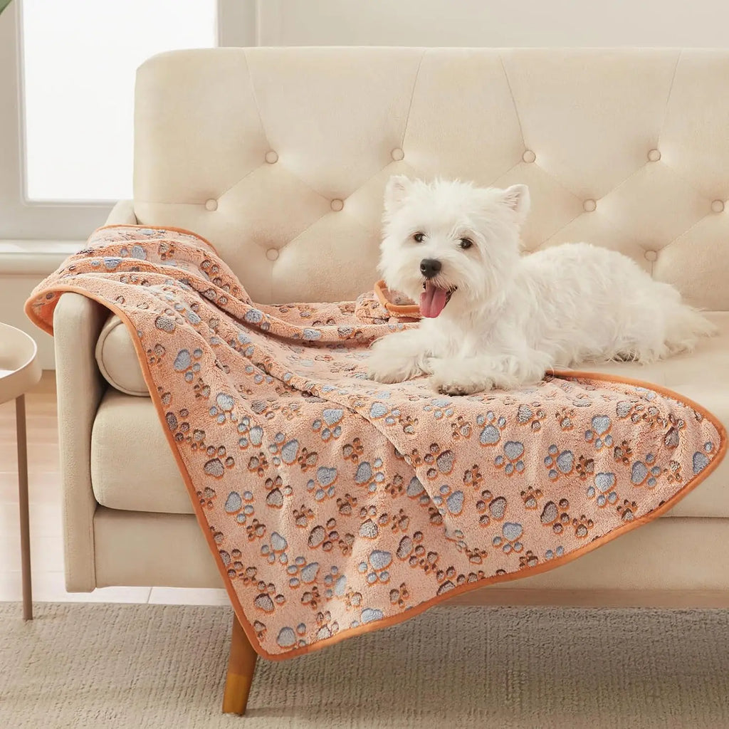 Soft Fluffy Pet Blanket High Quality Cute Dog Cat Paw Print Thick Coral Fleece Blankets Pet Mat Warm and Comfortable Thermal Pad