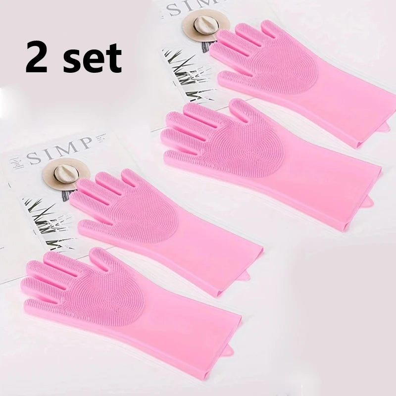 Pet Grooming Cleaning Gloves Dog Cat Bathing Shampoo Glove Scrubber Magic Dishwashing Cleanner Sponge Silicon Hair Removal Glove