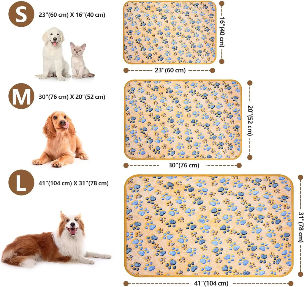 Soft Fluffy Pet Blanket High Quality Cute Dog Cat Paw Print Thick Coral Fleece Blankets Pet Mat Warm and Comfortable Thermal Pad